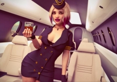 Stewardess Mimi - губастая стюардесса исполняет пошлые прихоти пассажира